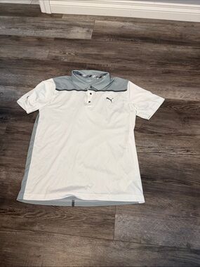 Puma Men's White‎ and Light Gray Performance Polo